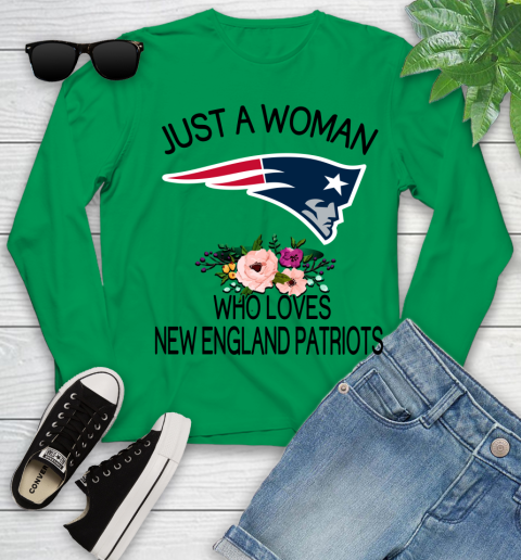 NFL Just A Woman Who Loves New England Patriots Football Sports Youth Long Sleeve 4