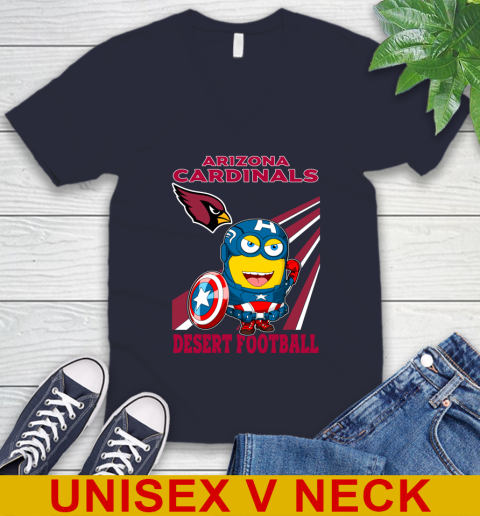 NFL Football Arizona Cardinals Captain America Marvel Avengers Minion Shirt V-Neck T-Shirt 2