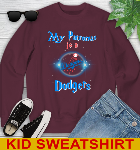 MLB Baseball Harry Potter My Patronus Is A Los Angeles Dodgers Youth Sweatshirt 4