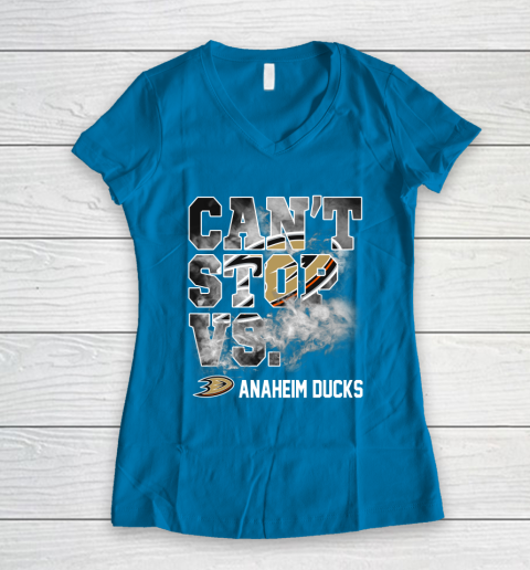 NHL Anaheim Ducks Hockey Can't Stop Vs Women's V-Neck T-Shirt 5