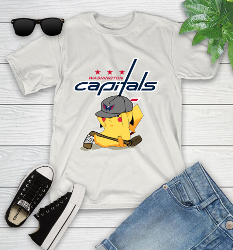 NHL Pikachu Hockey Sports Washington Capitals Youth T-Shirt 12