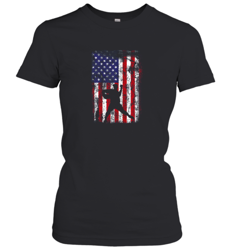 Baseball Pitcher 4th Of July Patriotic American USA Flag Women's T-Shirt
