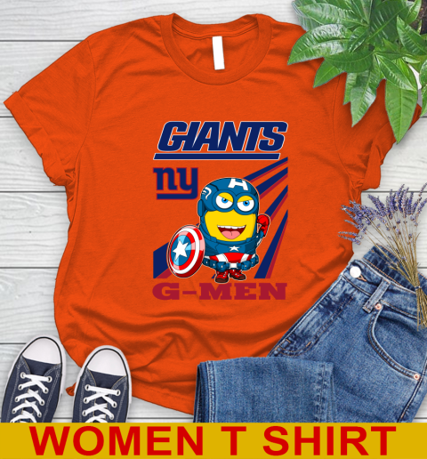 NFL Football New York Giants Captain America Marvel Avengers Minion Shirt Women's T-Shirt 3