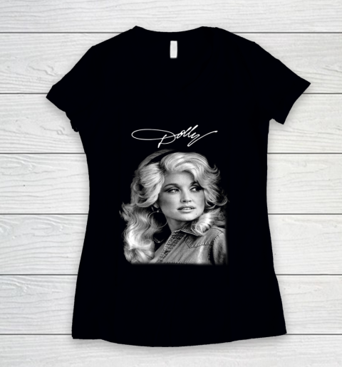 Dolly Parton Classic Vintage Signature Women's V-Neck T-Shirt