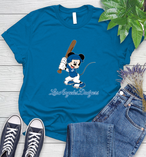 MLB Baseball Los Angeles Dodgers Cheerful Mickey Mouse Shirt Women's T-Shirt 8