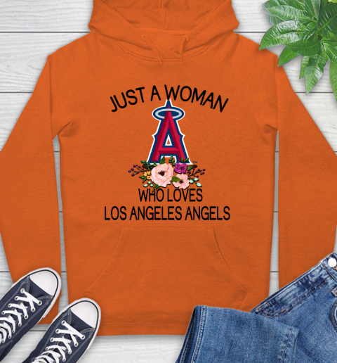 MLB Just A Woman Who Loves Los Angeles Angels Baseball Sports Hoodie 3
