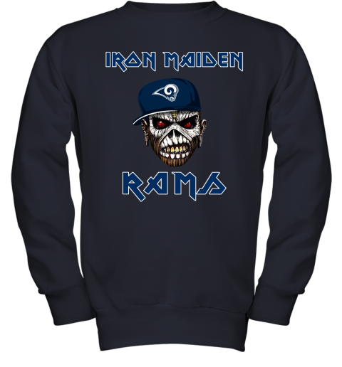 NFL Los Angeles Rams Iron Maiden Rock Band Music Football Sports UEPnpBsBWlE youth sweatshirt 47 95 151514 front navy