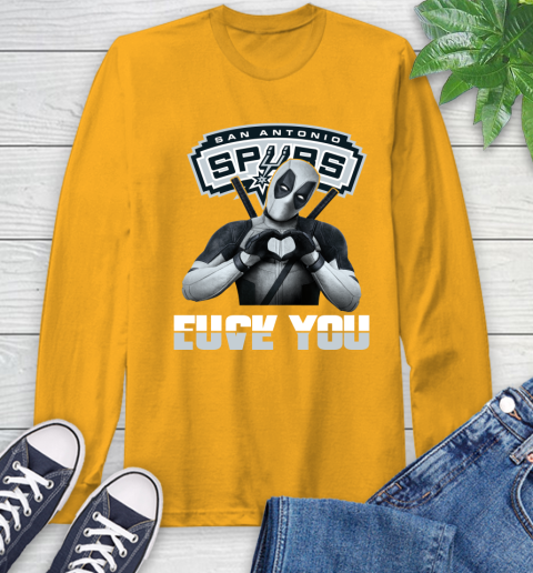 NBA San Antonio Spurs Deadpool Love You Fuck You Basketball Sports Long Sleeve T-Shirt 2