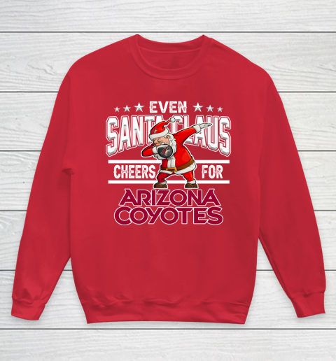 Arizona Coyotes Even Santa Claus Cheers For Christmas NHL Youth Sweatshirt 7