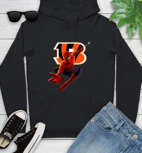 NFL Spider Man Avengers Endgame Football Cincinnati Bengals Youth Hoodie 2