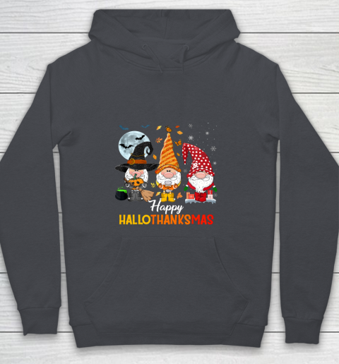 Gnomes Halloween And Merry Christmas Happy Hallothanksmas Youth Hoodie 5