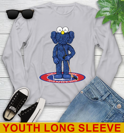 NHL Hockey New York Rangers Kaws Bff Blue Figure Shirt Youth Long Sleeve 6