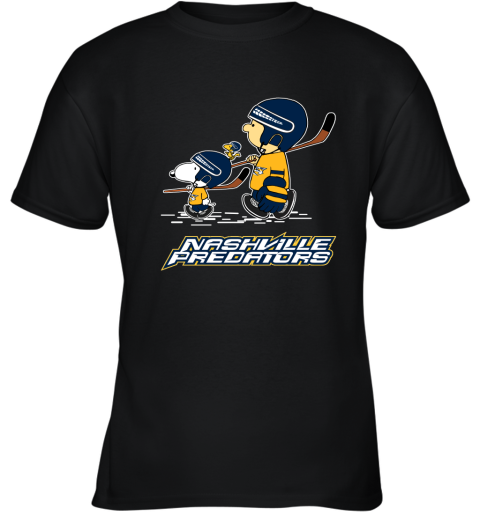 Let's Play Nashville Predators Ice Hockey Snoopy NHL Youth T-Shirt