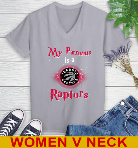 NBA Basketball Harry Potter My Patronus Is A Toronto Raptors Women's V-Neck T-Shirt 4