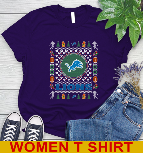 Detroit Lions Merry Christmas NFL Football Loyal Fan Women's T-Shirt 4