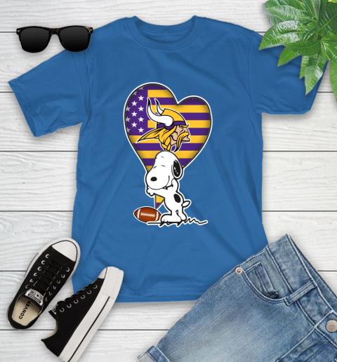 Minnesota Vikings NFL Football The Peanuts Movie Adorable Snoopy Youth T-Shirt 9