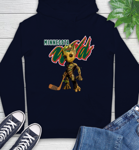 Minnesota Wild NHL Hockey Groot Marvel Guardians Of The Galaxy Hoodie 4