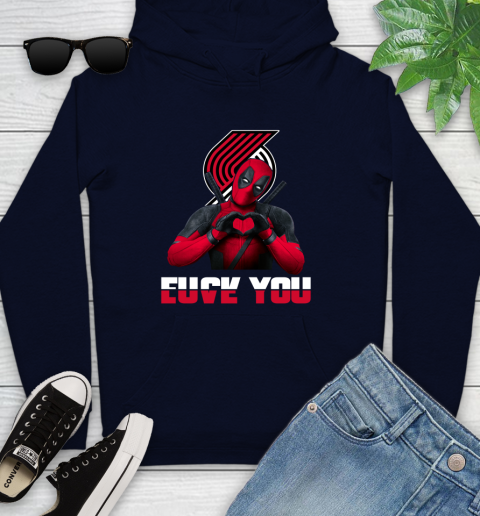 NBA Portland Trail Blazers Deadpool Love You Fuck You Basketball Sports Youth Hoodie 3