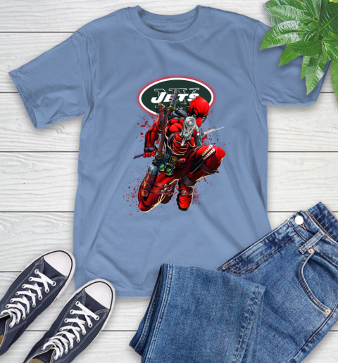 NFL Deadpool Marvel Comics Sports Football New York Jets T-Shirt 11