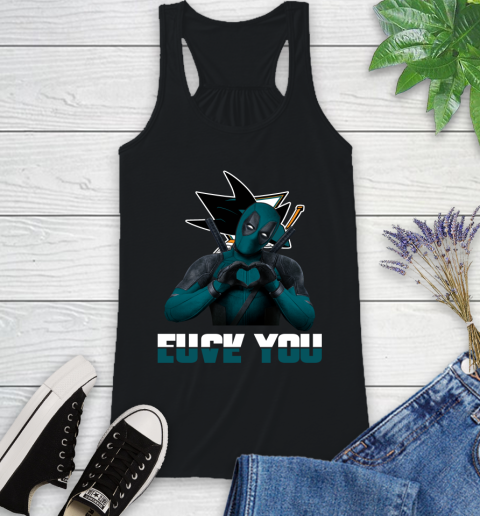 NHL San Jose Sharks Deadpool Love You Fuck You Hockey Sports Racerback Tank