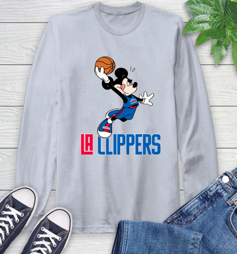 NBA Basketball LA Clippers Cheerful Mickey Mouse Shirt Long Sleeve T-Shirt 6