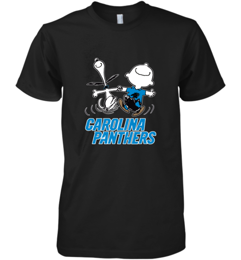 Snoopy And Charlie Brown Happy Carolina Panthers Fans Premium Men's T-Shirt