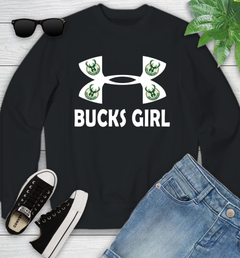 NBA Milwaukee Bucks Girl Under Armour Basketball Sports Youth Sweatshirt
