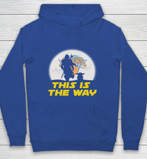 New York Knicks NBA Basketball Star Wars Yoda And Mandalorian This Is The Way Youth Hoodie 6
