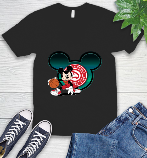 NBA Atlanta Hawks Mickey Mouse Disney Basketball V-Neck T-Shirt 2
