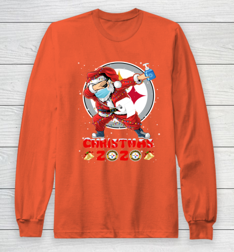 Pittsburgh Steelers Funny Santa Claus Dabbing Christmas 2020 NFL Long Sleeve T-Shirt 3