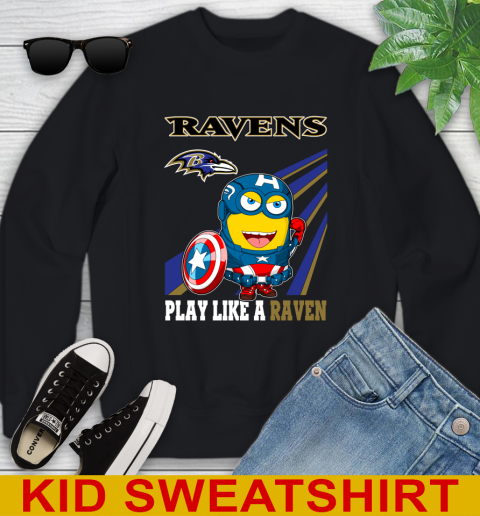 NFL Football Baltimore Ravens Captain America Marvel Avengers Minion Shirt Youth Sweatshirt