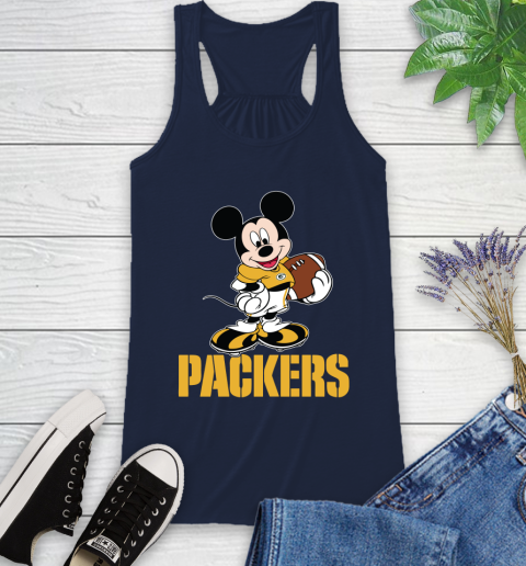 NFL Football Green Bay Packers Cheerful Mickey Mouse Shirt Racerback Tank 11