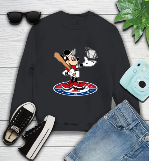 MLB Baseball Texas Rangers Cheerful Mickey Disney Shirt Sweatshirt