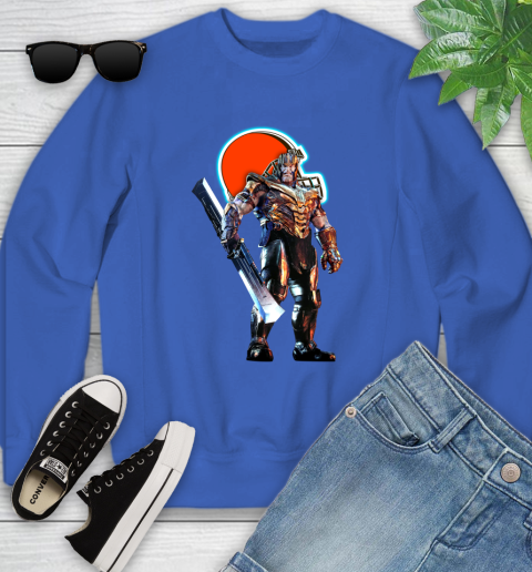 NFL Thanos Gauntlet Avengers Endgame Football Cleveland Browns Youth Sweatshirt 8