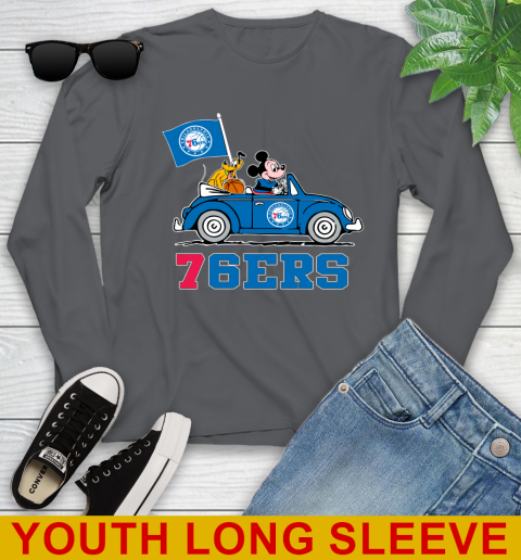 NBA Basketball Philadelphia 76ers Pluto Mickey Driving Disney Shirt Youth Long Sleeve 9