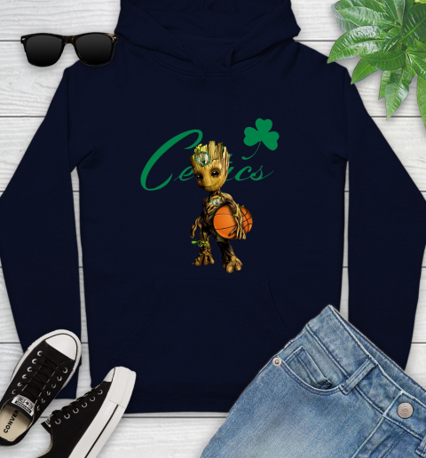 Boston Celtics NBA Basketball Groot Marvel Guardians Of The Galaxy Youth Hoodie 4