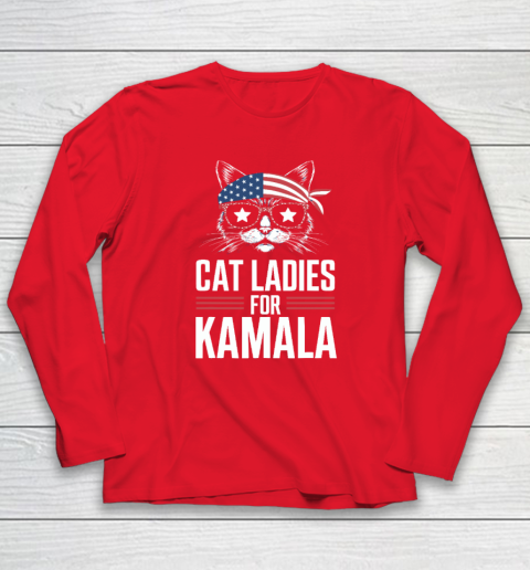 Cat Ladies for Kamala Funny Cat 2024 President Kamala Harris Long Sleeve T-Shirt 6