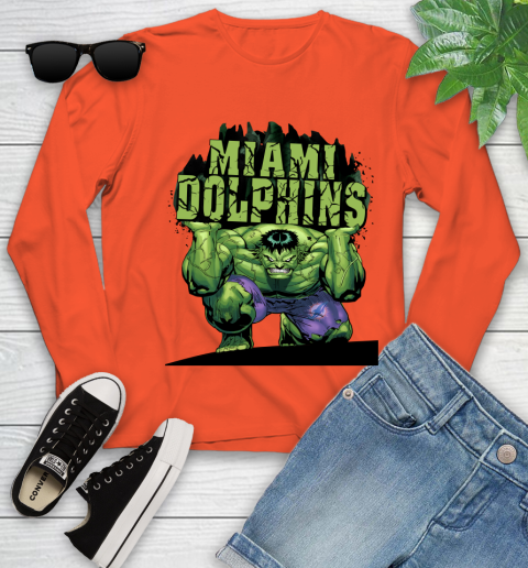 Miami Dolphins NFL Football Incredible Hulk Marvel Avengers Sports Youth Long Sleeve 4