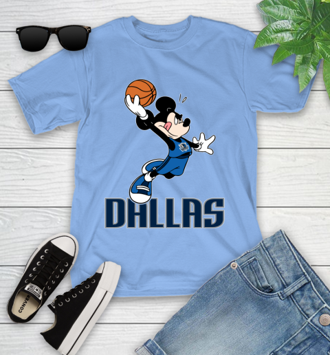 NBA Basketball Dallas Mavericks Cheerful Mickey Mouse Shirt Youth T-Shirt 11