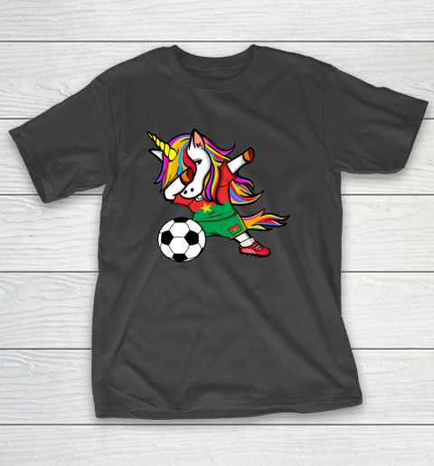 Dabbing Unicorn Burkina Faso Football Burkinabe Flag Soccer T-Shirt 14