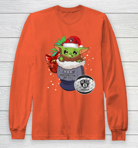 Brooklyn Nets Christmas Baby Yoda Star Wars Funny Happy NBA Long Sleeve T-Shirt 5