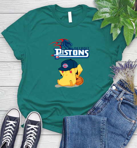 NBA Pikachu Basketball Sports Detroit Pistons Women's T-Shirt 12