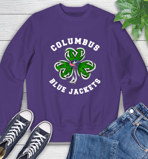 NHL Columbus Blue Jackets Three Leaf Clover St Patrick's Day Hockey Sports Sweatshirt 4