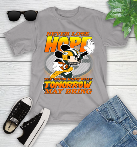 Green Bay Packers NFL Football Mickey Disney Never Lose Hope Youth T-Shirt 4