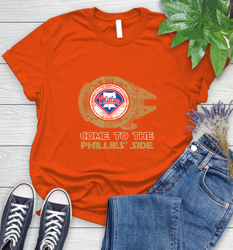 MLB Come To The Philadelphia Phillies Side Star Wars Baseball Sports Women's T-Shirt 3