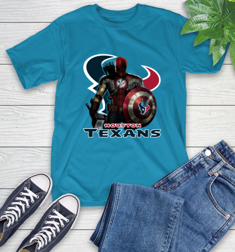 NFL Captain America Thor Spider Man Hawkeye Avengers Endgame Football Houston Texans T-Shirt 8