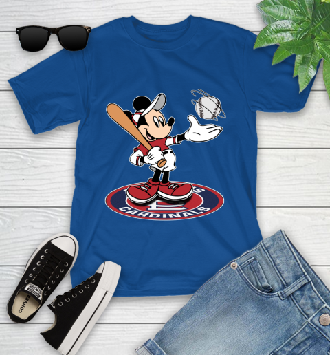 MLB Baseball St.Louis Cardinals Cheerful Mickey Disney Shirt Youth T-Shirt 9