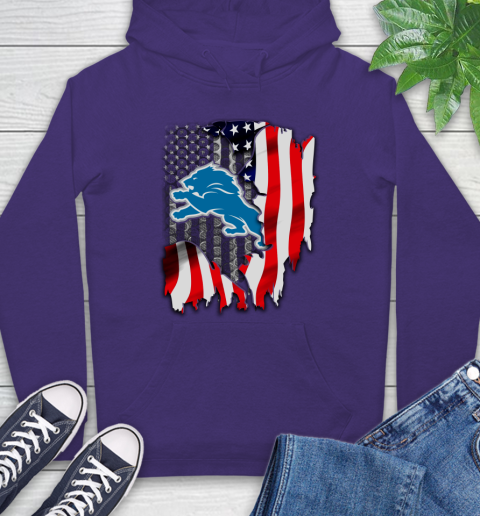 Detroit Lions NFL Football American Flag Hoodie 5