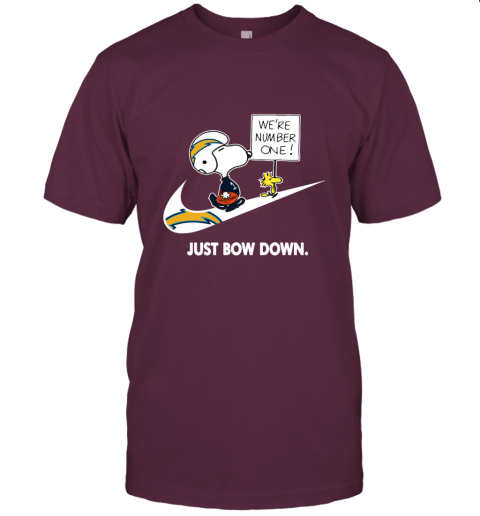 nfl Los Angeles Chargers Are Number One – nike Just Bow Down Snoopy ezaq los angeles chargers are number one ndash just bow dow classic t shirt 2 front maroon