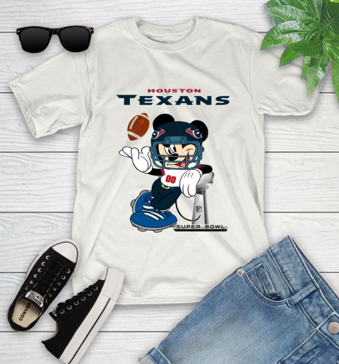 NFL Houston Texans Mickey Mouse Disney Super Bowl Football T Shirt Youth T-Shirt